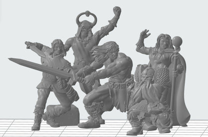 Wizard, Barbarian, Rogue, HeroQuest Scale Set- Ghamak