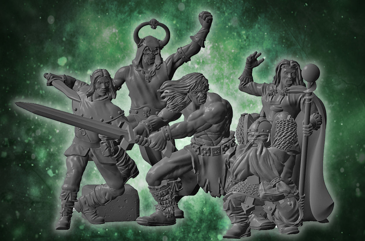 Wizard, Barbarian, Rogue, HeroQuest Scale Set- Ghamak