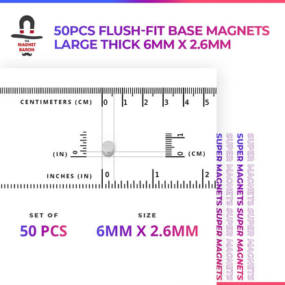 50pcs Flush-Fit Base Magnets