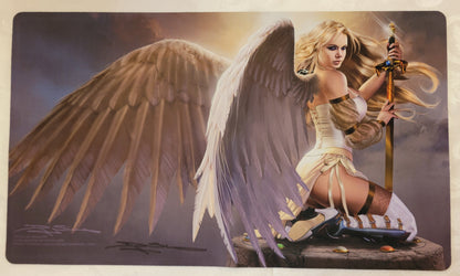 Sexy Serra Angel MTG Playmat signed by Douglas Shuler official Magic the Gathering