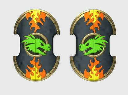 DRAGON HEAD - TROJAN POWER SHIELDS (L&R)